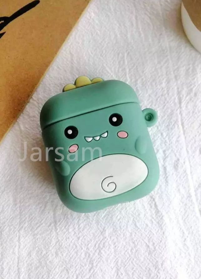 Силиконовый зеленый чехол Дракончик для наушников No Brand (266340286)