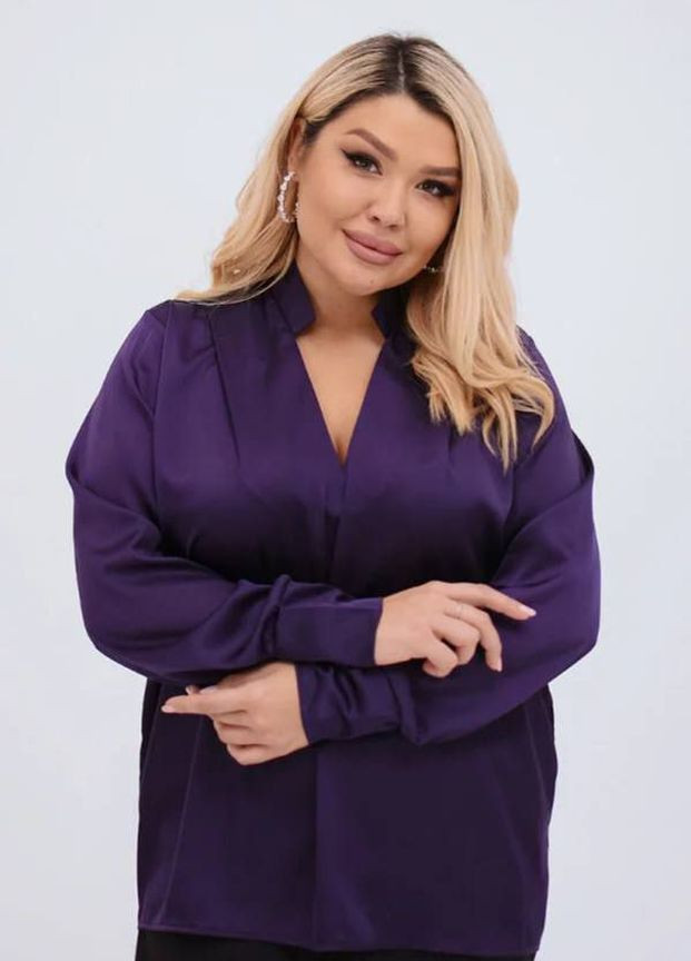 Фиолетовая демисезонная блузка шелковая оверсайз LeVi