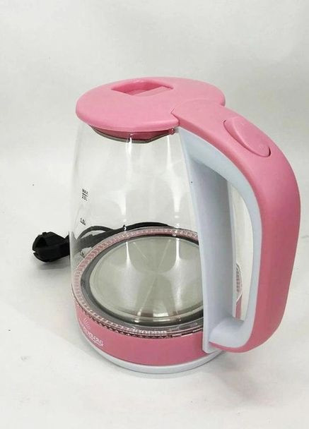 Електричний скляний чайник CB-9410C 2л з підсвічуванням Рожевий (CB-9410C) Crownberg (266783782)