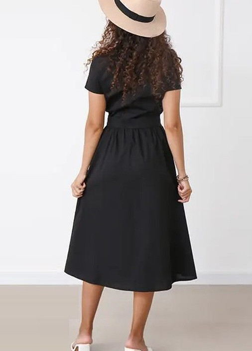 Черное кэжуал платье на пуговицах Fashion Girl однотонное