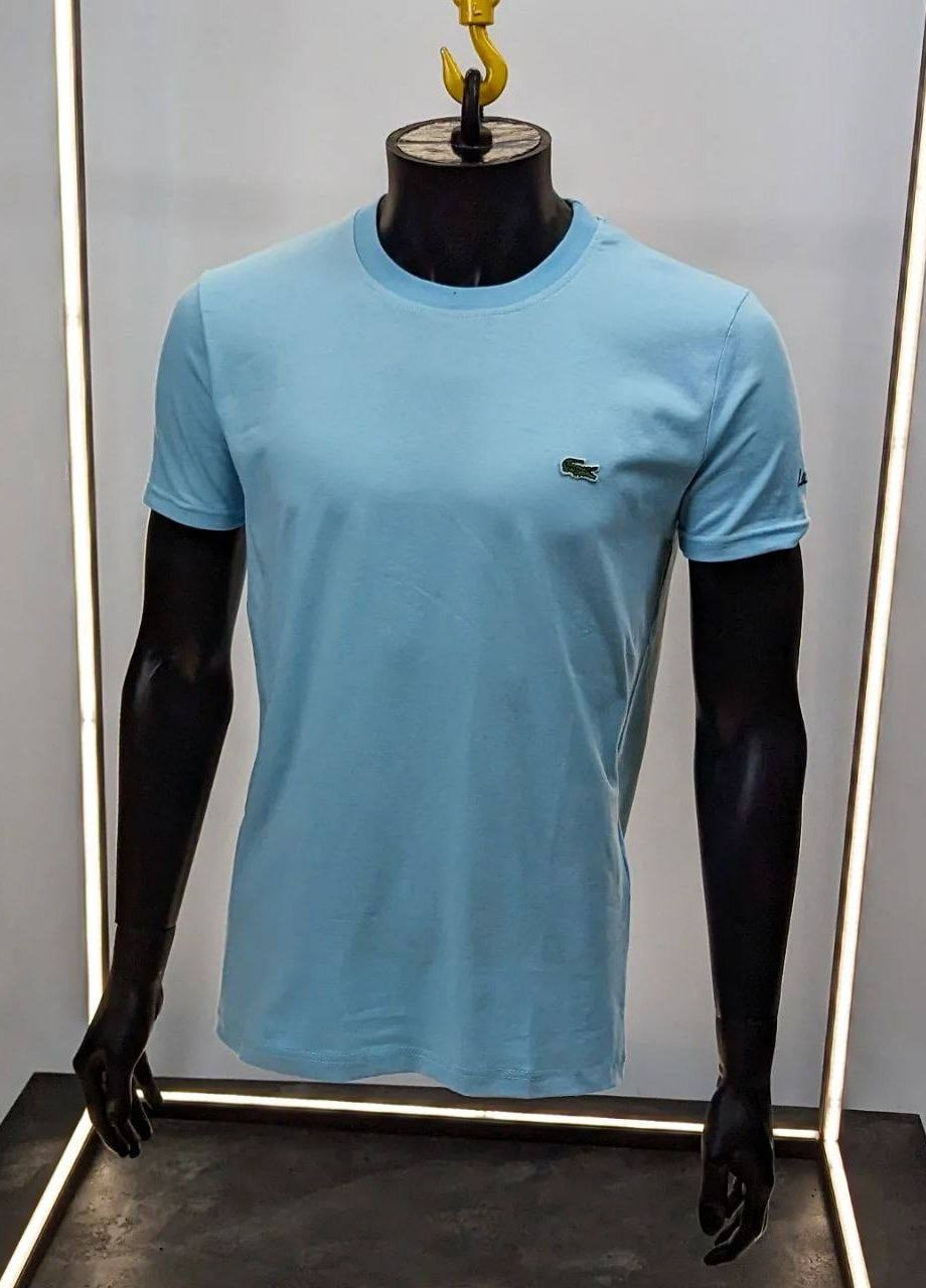 Блакитна футболка чоловіча котон з коротким рукавом No Brand