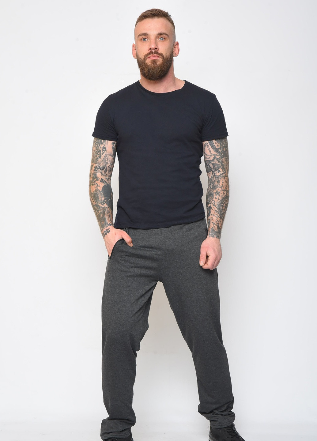 Спортивні штани чоловічі темно-сірого кольору Let's Shop (257588878)