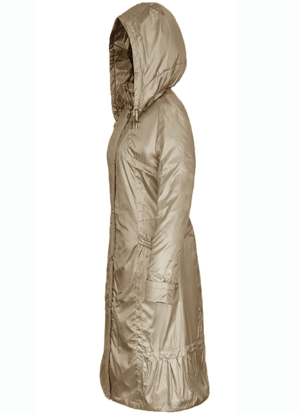 Бежевая демисезонная куртка длинная плащ-пальто демисезонное утепленное mirage Romantic