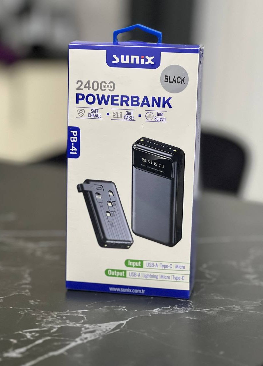 Портативная батарея универсальная Sunix PB-41 Power Bank 24000 mAh No Brand (268666759)