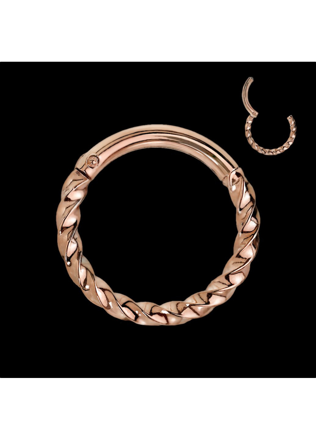 Кільце клікер (сережка) із сталі у вигляді спіралі для пірсингу носа, вуха, трагуса, хелікса, брови, губ колір Метал Spikes (260395442)