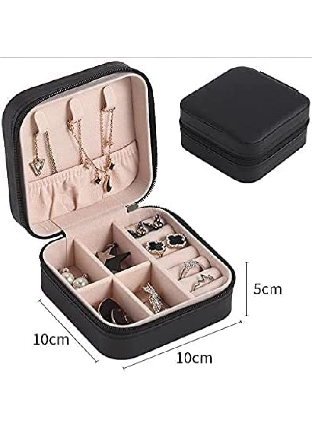 Шкатулка сундук органайзер коробка футляр для хранения украшений бижутерии эко кожа 10х10х5 см (474629-Prob) Черная Unbranded (259142205)