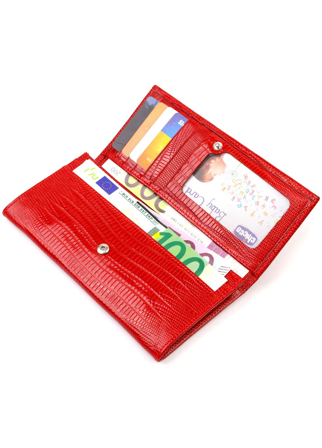 Яркий кошелек для женщин из натуральной фактурной кожи 21823 Красный Canpellini (259874065)