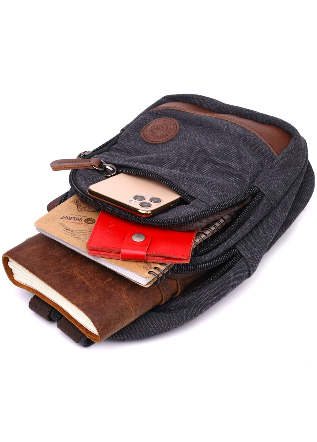 Текстильна сумка з ущільненою спинкою через плече Vintagе 22172 Чорний Vintage (267932192)