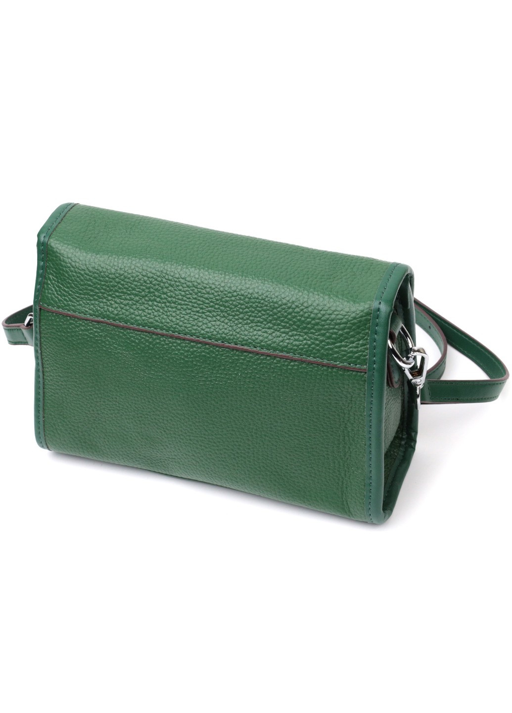 Компактная женская кожаная сумка с полукруглым клапаном 22260 Зеленая Vintage (276457536)