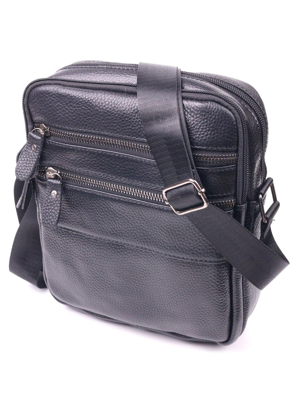 Стильная мужская сумка из натуральной зернистой кожи 21398 Черная Vintage (258267896)