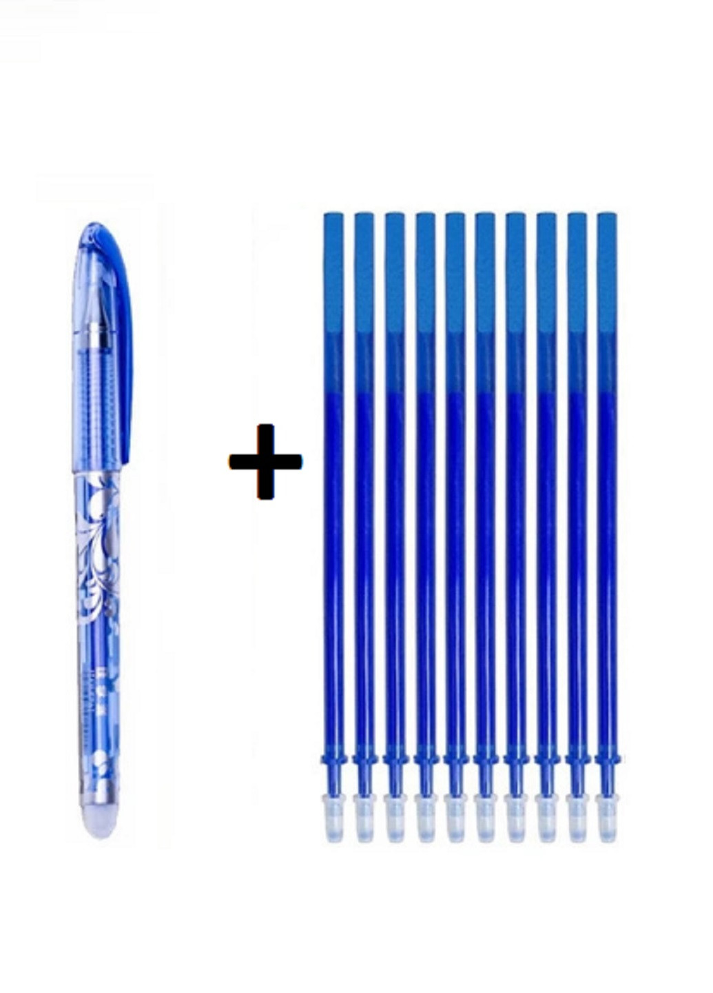 Ручка гелева Пиши-стирай 0.5 мм синя 1шт+10 стрижнів blue Комплект 1 ручка +10 стрижнів No Brand (260134837)