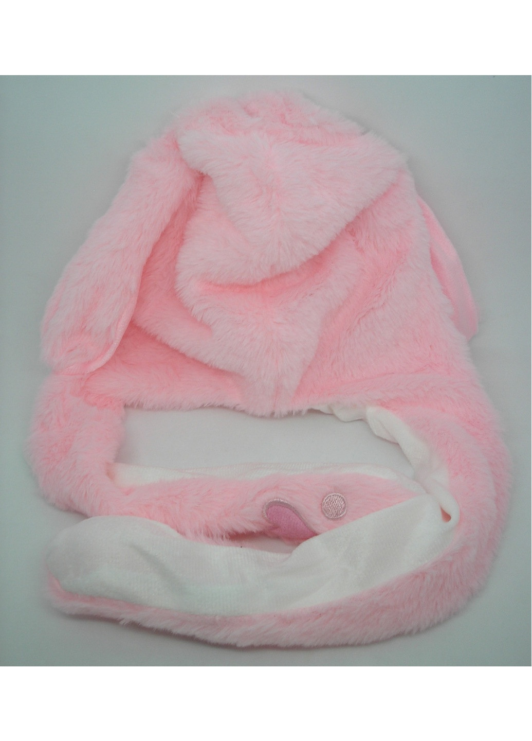 Шапка с подсветкой и поднимающимися ушками с мордашкой зайчика розовая мягкая теплая зайчик No Brand (259925466)