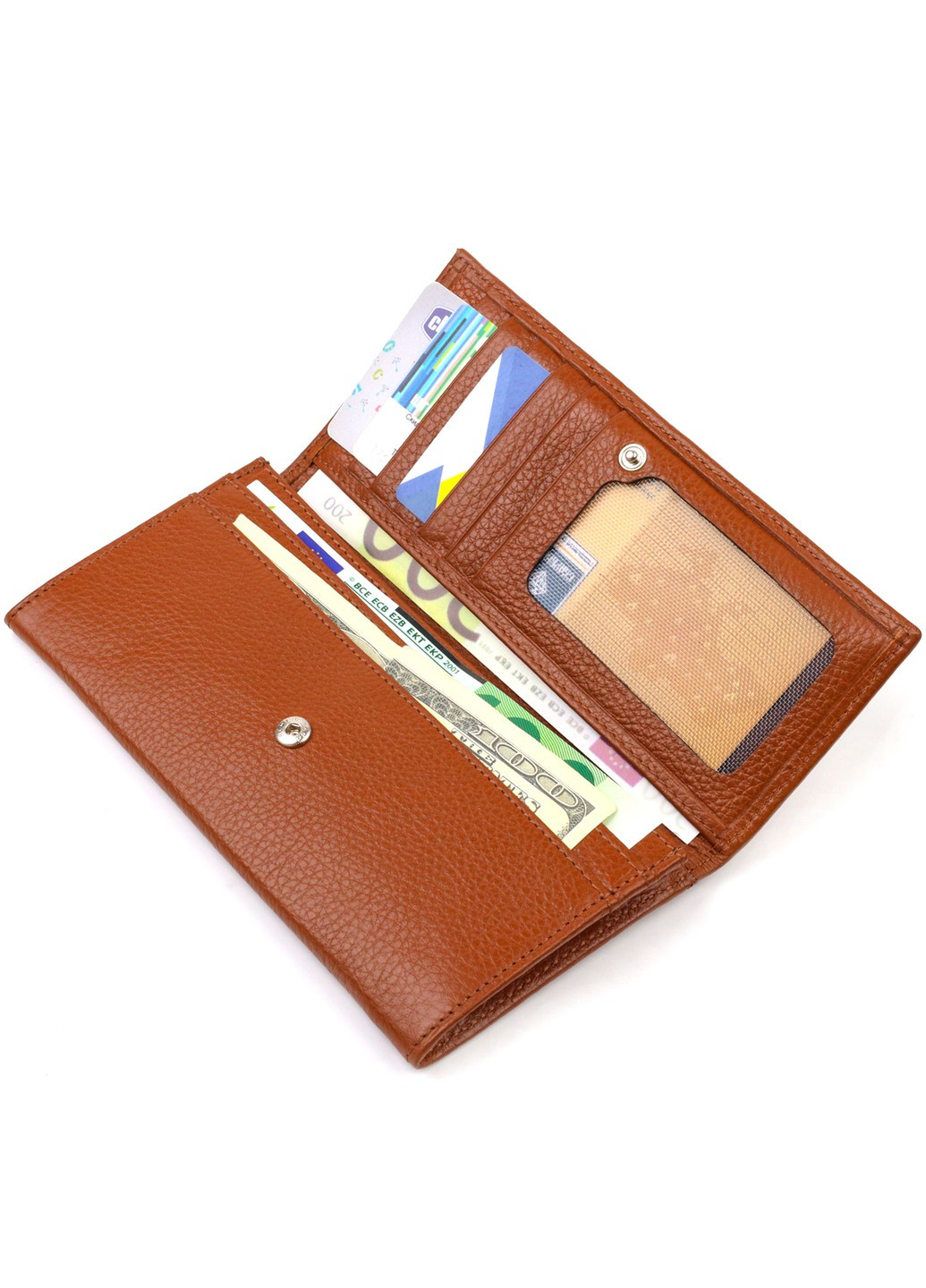 Жіночий зручний гаманець з натуральної шкіри 21829 Коричневий Canpellini (259874137)