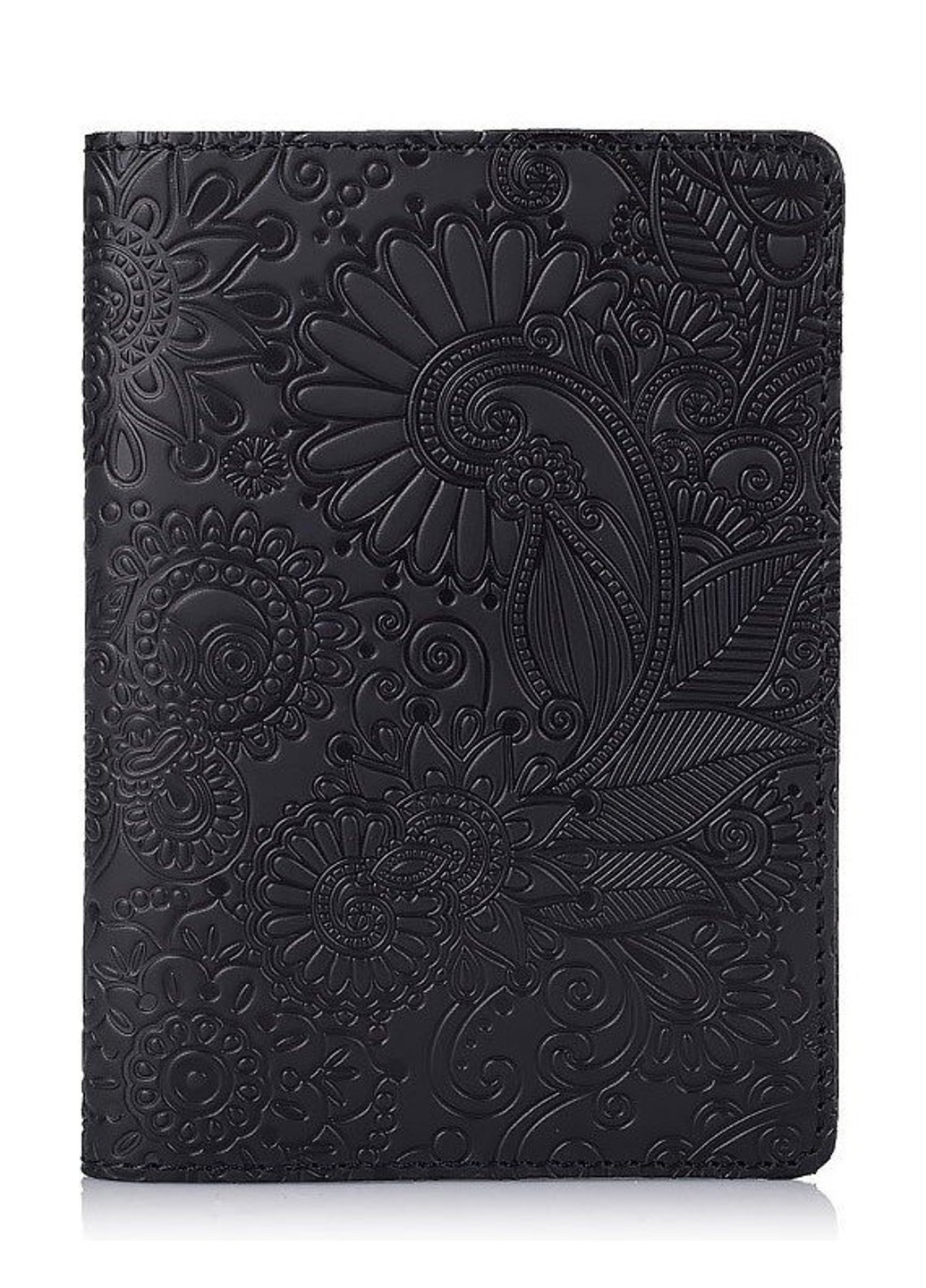 Кожаная черная обложка на паспорт HiArt PC-01Mehendi Art Черный Hi Art (268371555)
