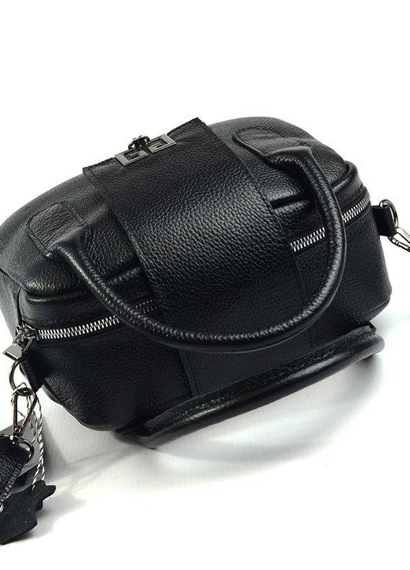 Мини сумочка черная женская из натуральной кожи с ручками, молодежная маленькая кожаная сумка кросс Serebro (266701166)
