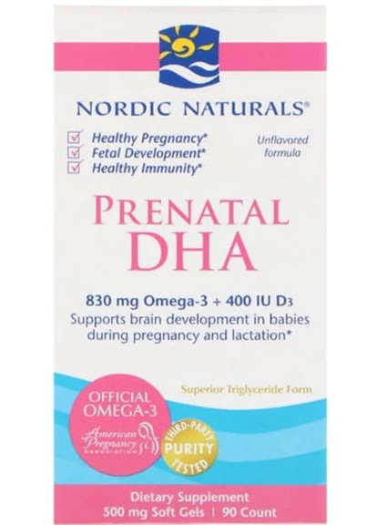 Prenatal DHA 500 mg 90 Soft Gels NOR-01741 Nordic Naturals (256723267)