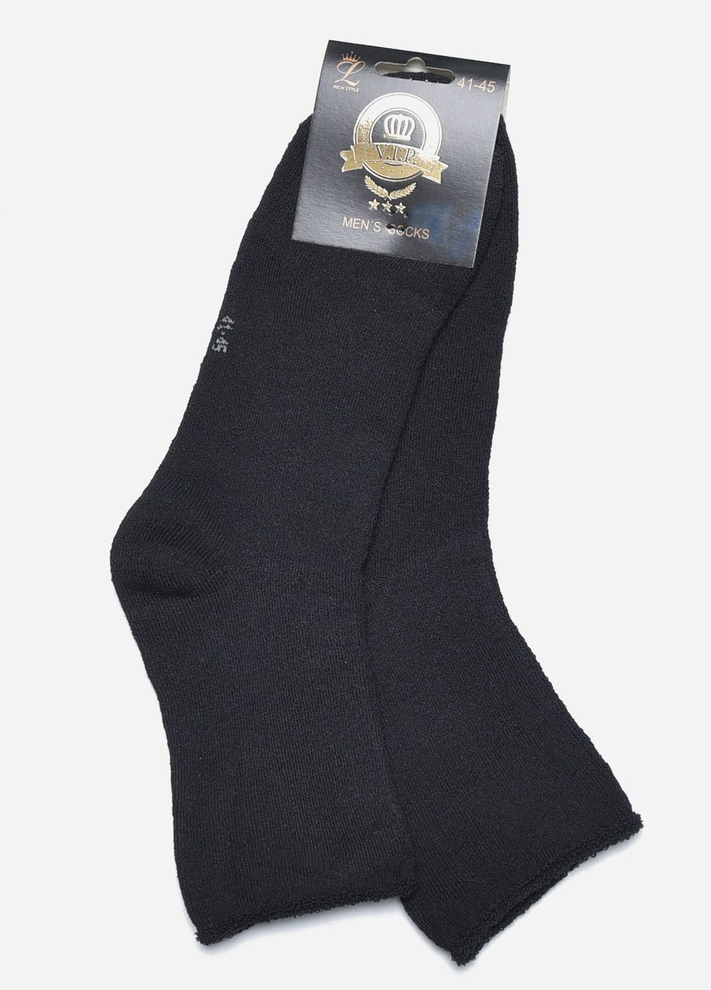 Шкарпетки чоловічи медичні махрові чорного кольору без гумки розмру 41-45 Let's Shop (272976049)