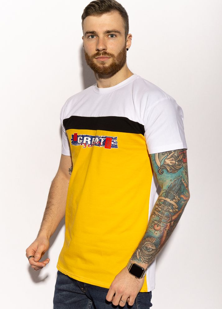 Бесцветная футболка мужская (бело-желтый) Time of Style