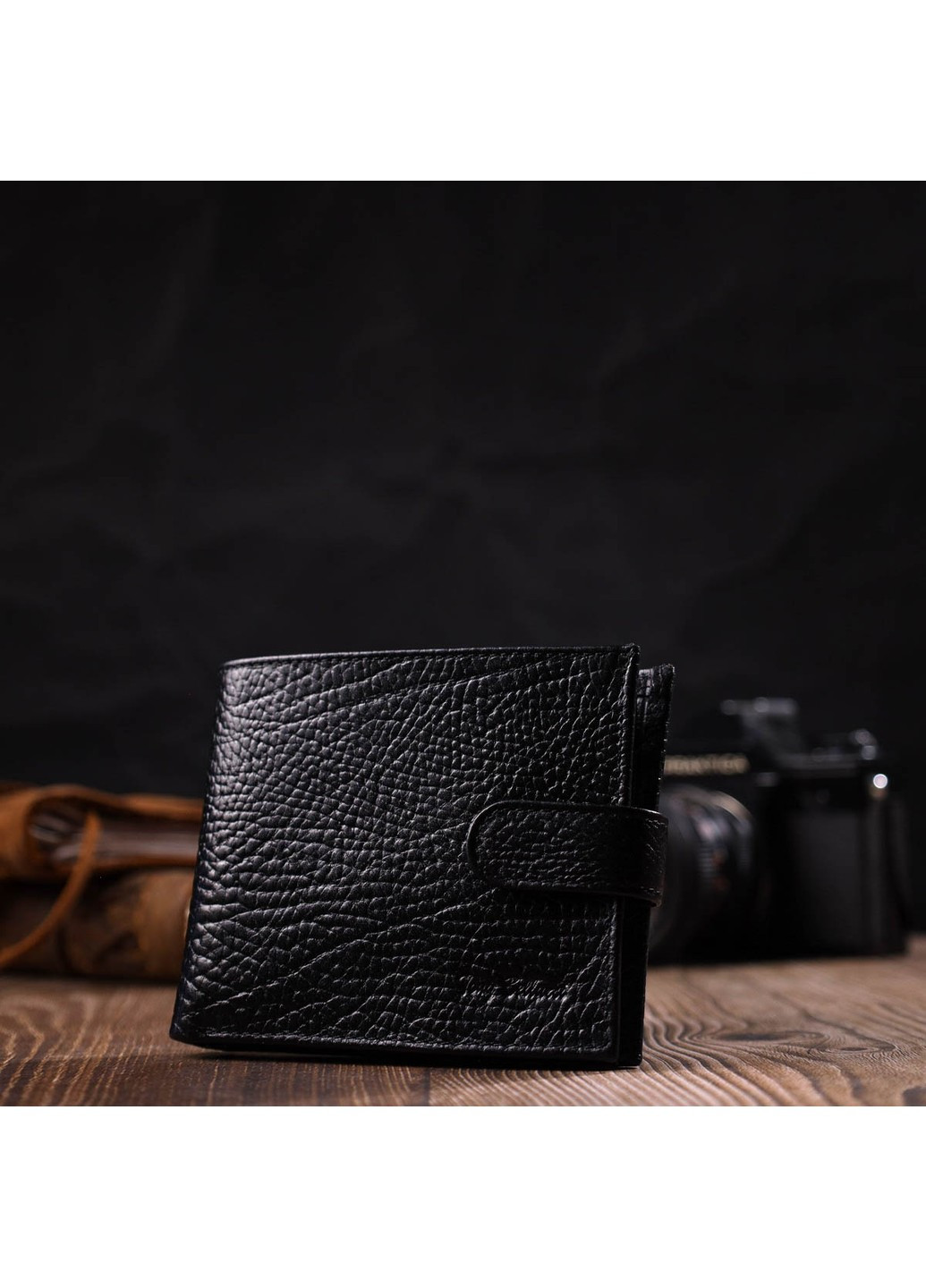 Стильний чоловічий гаманець горизонтального формату з натуральної шкіри 22015 Чорний Tony Bellucci (262158040)