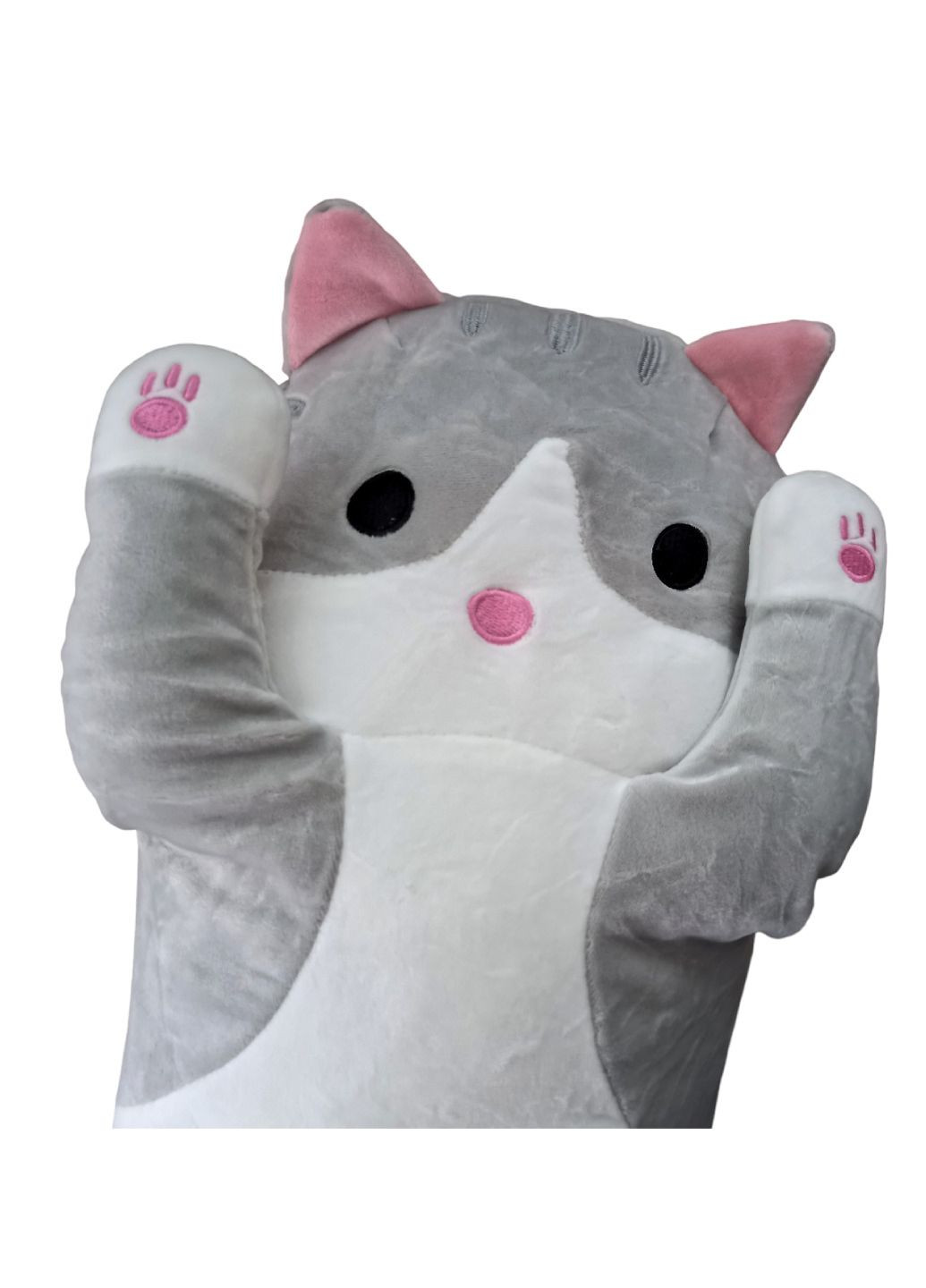 Кот батон мягкая игрушка антистресс подушка плюшевый котик обнимашка 90 см серый No Brand (261407069)