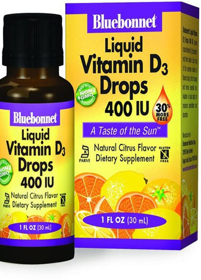Liquid Vitamin D3 400 IU 30 ml Natural Citrus Flavor BLB0372 Bluebonnet Nutrition (256723251)