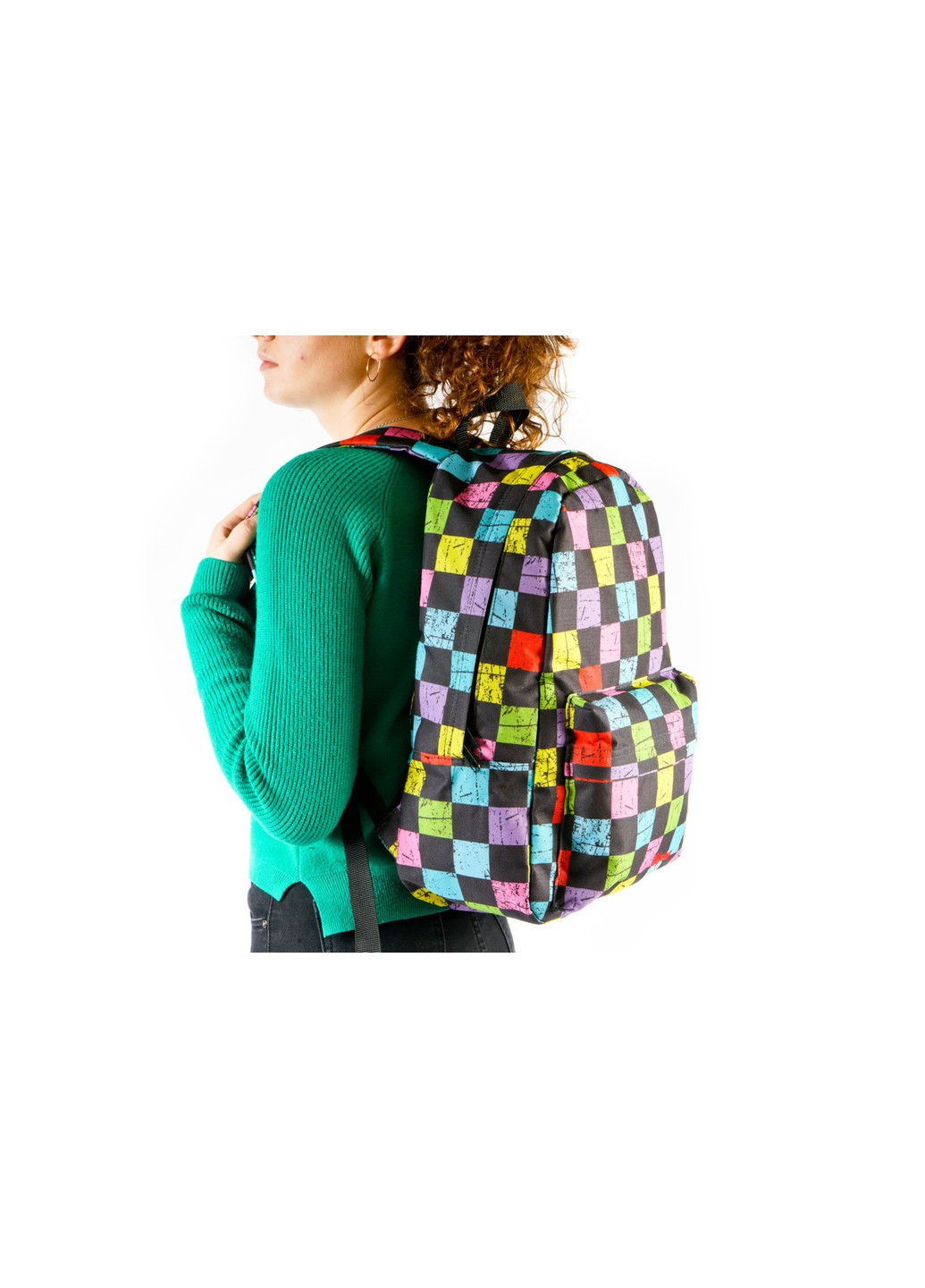 Різнобарвний яскравий жіночий рюкзак у клітинку для навчання роботи тренувань та прогулянок 14 л No Brand (258591365)