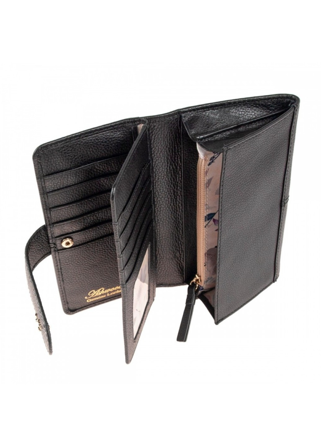 Английский женский кожаный кошелек J53 BLACK (Черный) Ashwood (276456871)