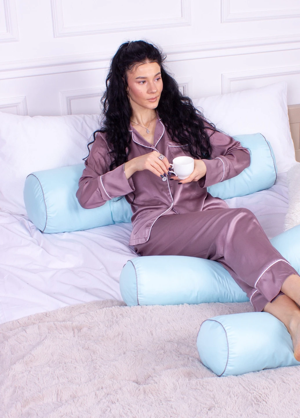 Подушка-валик №8101 Eco Line Blue EcoSilk 60х16 (2200006247463) Mirson (258820035)