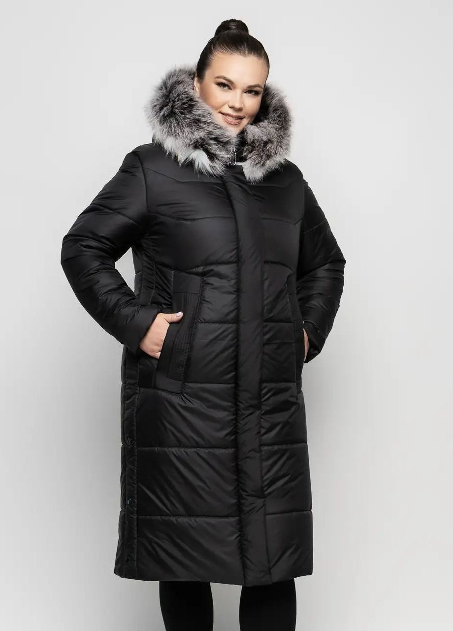 Черная зимняя женская зимняя куртка большого размера SK