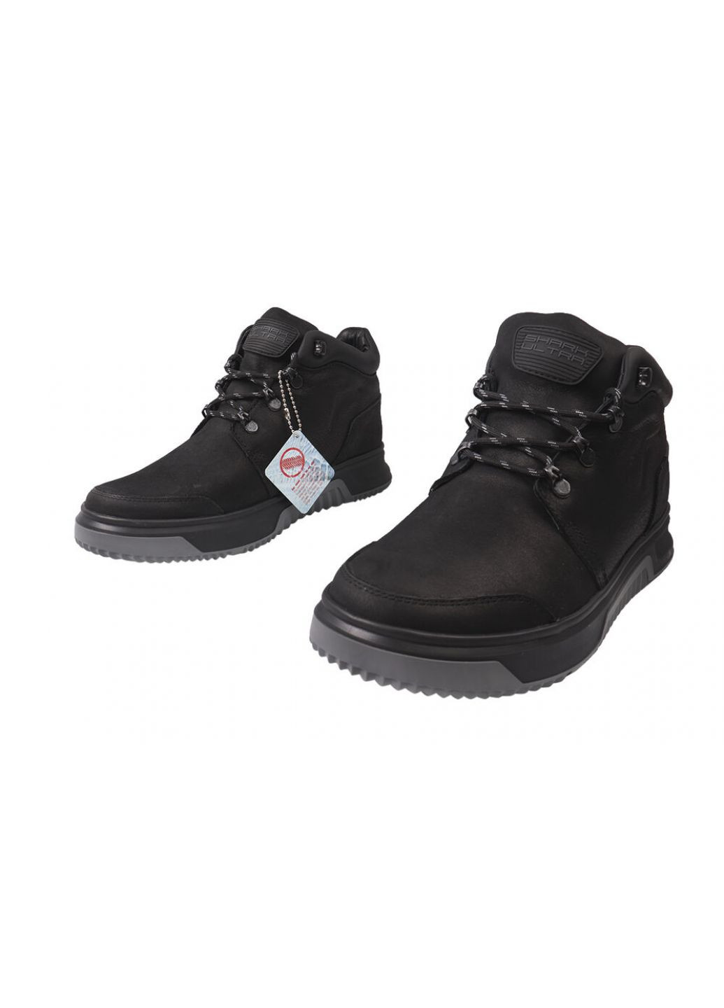 Черные ботинки мужские из натуральной кожи (нубук), высокие,черные,украина Shark