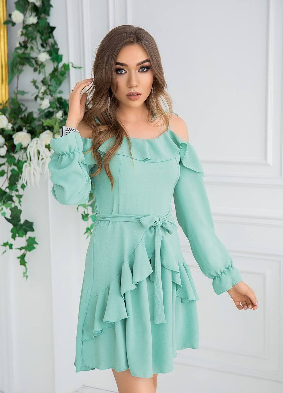 Зеленое женское платье цвет небесно-бирюзовый р.42/44 433933 New Trend