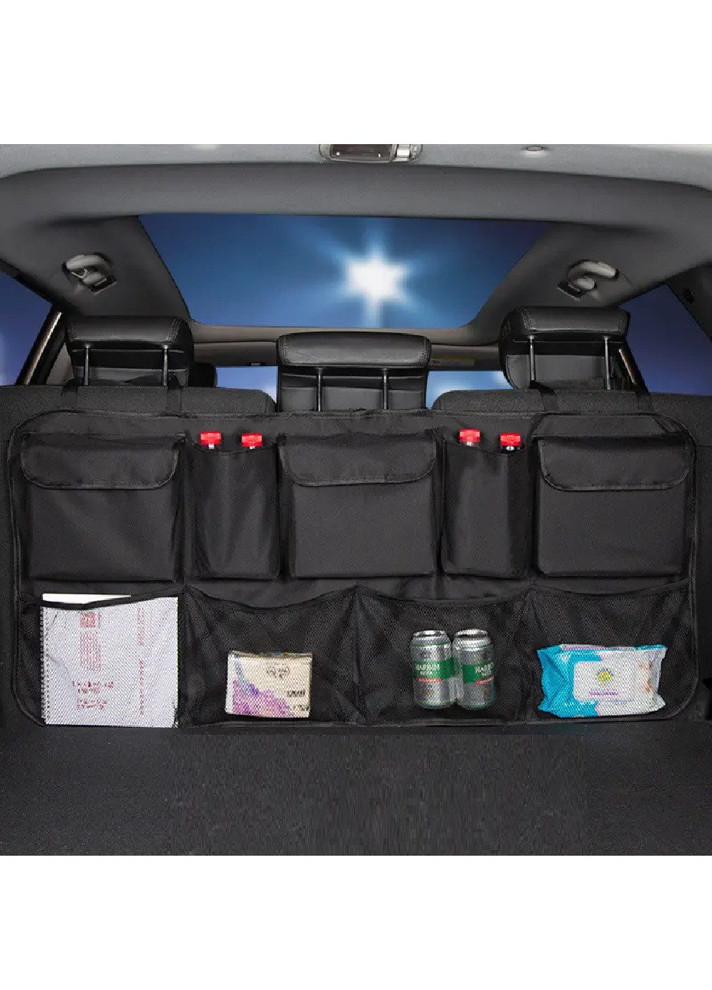 Автомобильный подвесной компактный портативный органайзер на спинку сидения для багажника 108х52 см (474964-Prob) Черный Unbranded (260517427)