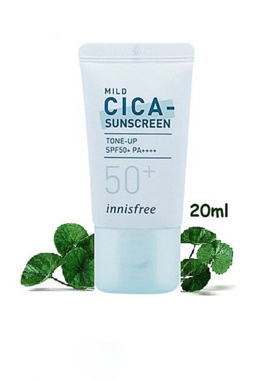 Сонцезахисний крем для чутливої проблемної шкіри Mild Cica-Sunscreen Tone-up SPF50+ pa++++ 20мл INNISFREE (268030126)