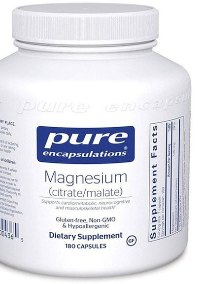 Magnesium (citrate/malate) 120 mg 180 Caps PE-00436 Pure Encapsulations (256721220)