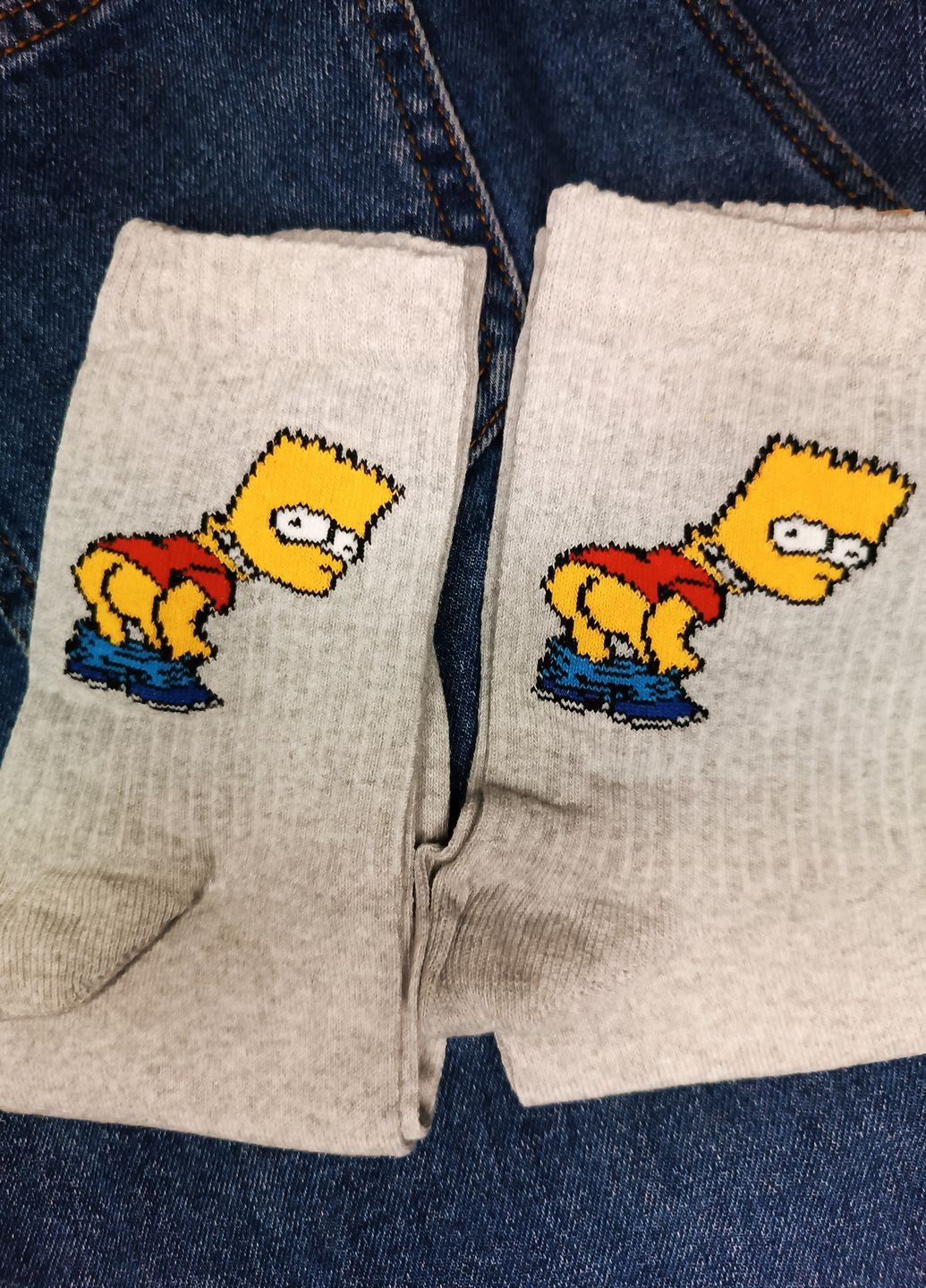 Модні сірі високі шкарпетки прикол з принтом Барт No Brand (266624414)