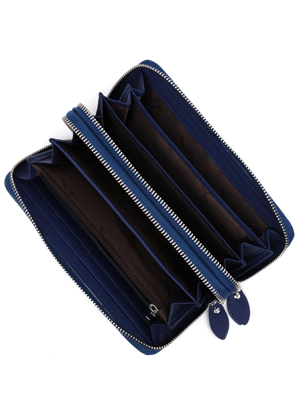 Місткий жіночий гаманець-клатч із двома відділеннями на блискавках 19431 Синій st leather (276461859)
