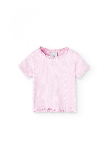 Светло-розовая летняя футболка для девочки Boboli