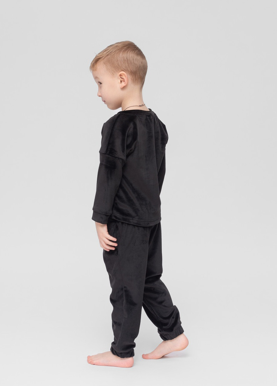 Черная пижама детская домашняя велюровая кофта со штанами черный Maybel