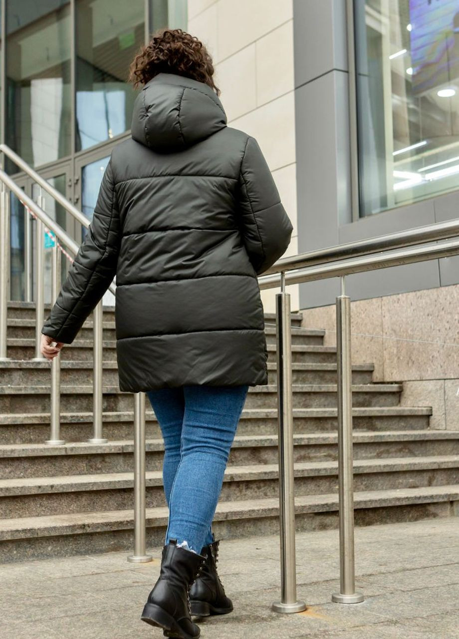 Оливкова (хакі) зимня зимова жіноча куртка великого розміру SK