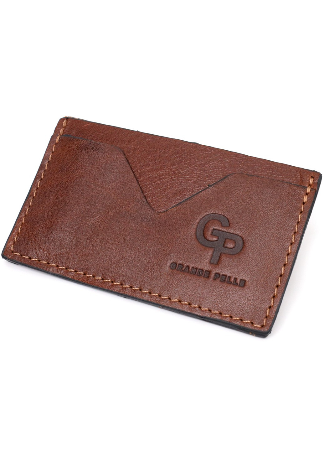 Практичный кард-кейс из натуральной кожи 11630 Светло-коричневый Grande Pelle (267507227)