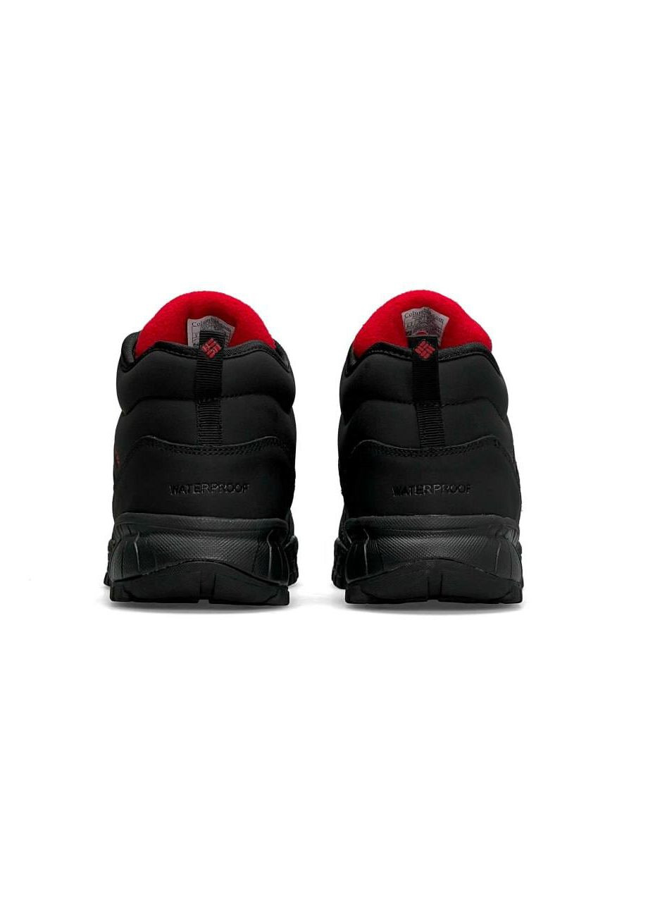 Черные демисезонные кроссовки мужские, вьетнам Columbia Firebanks Mid Trinsulate Black Red