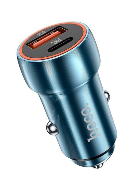 Автомобильное зарядное устройство (20W, Type-C+USB, адаптер в прикуриватель, с быстрой зарядкой) - Синий Hoco z46a (259139310)