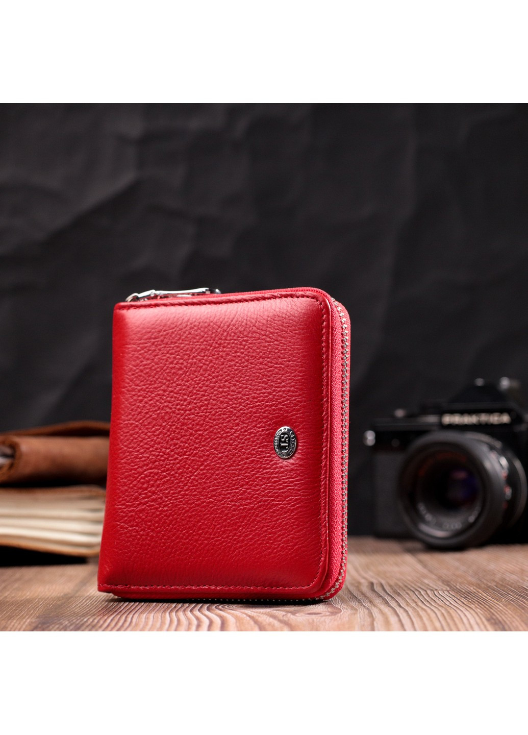 Яркое портмоне для женщин на молнии из натуральной кожи 19486 Красный st leather (277980505)