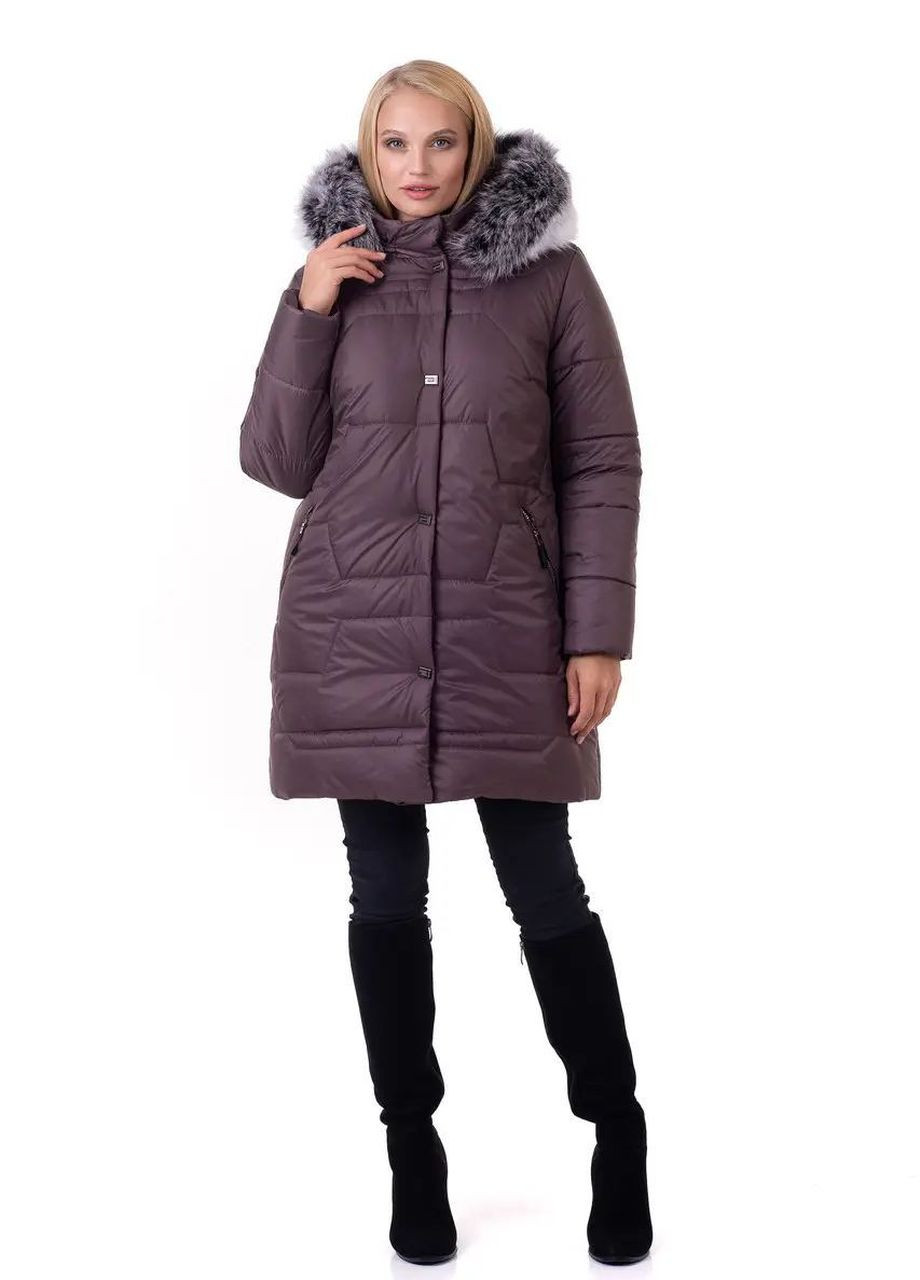 Коричневая зимняя зимняя женская куртка большого размера SK