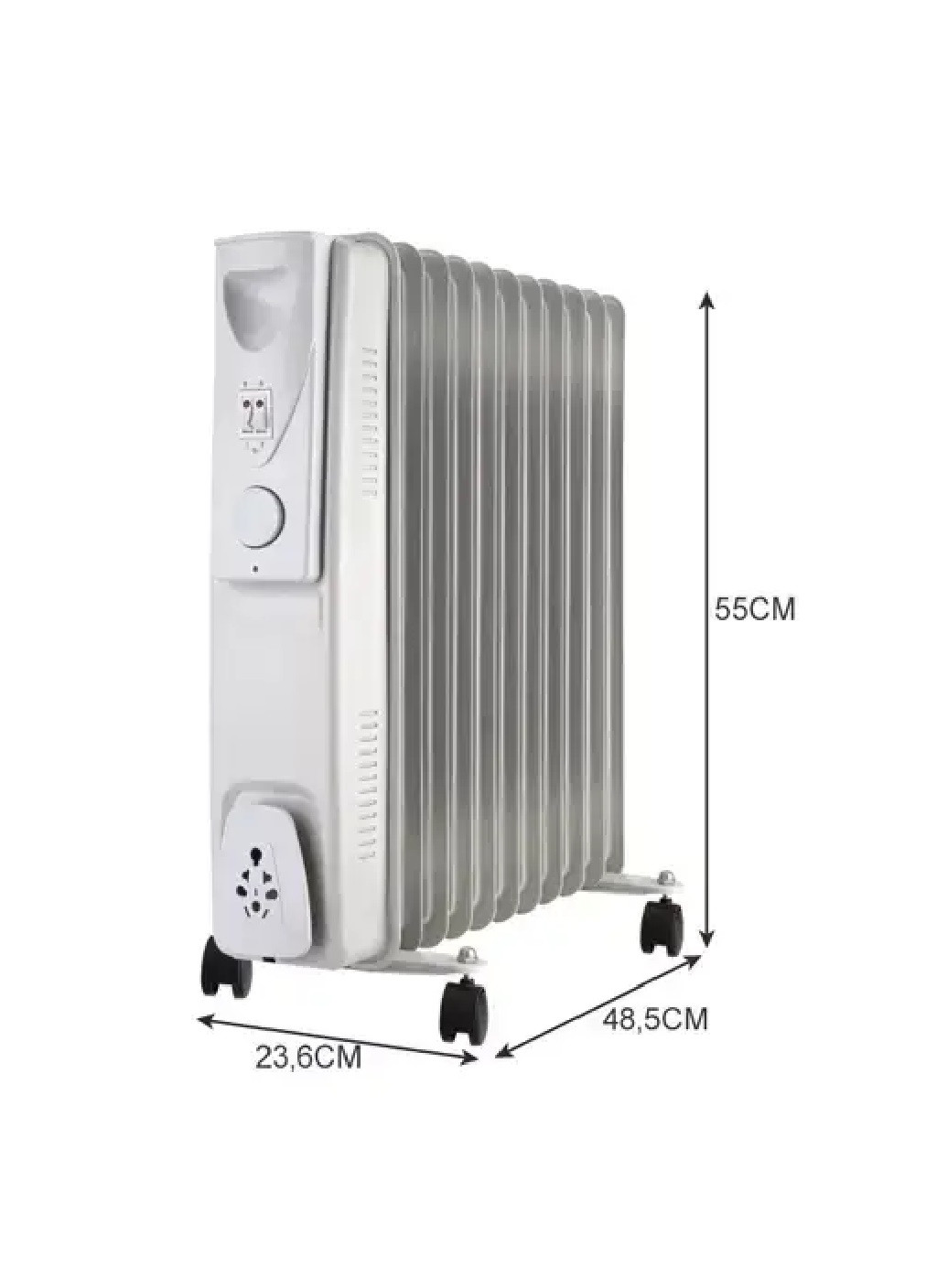 Масляний обігрівач радіатор підлоговий з термостатом регулюванням нагріву 11 ребер 2500 Вт 48,5x23,6x55 см (475826-Prob) Білий Unbranded (271958408)