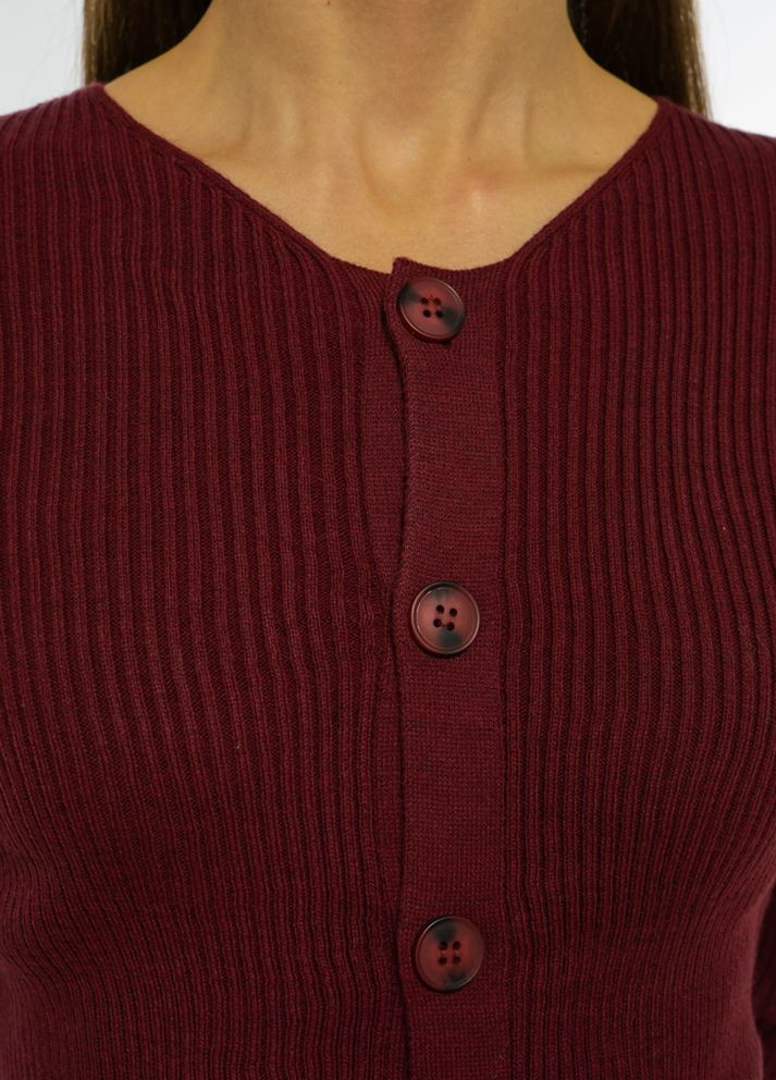 Бордовый демисезонный свитер женский с пуговицами (бордовый) Time of Style