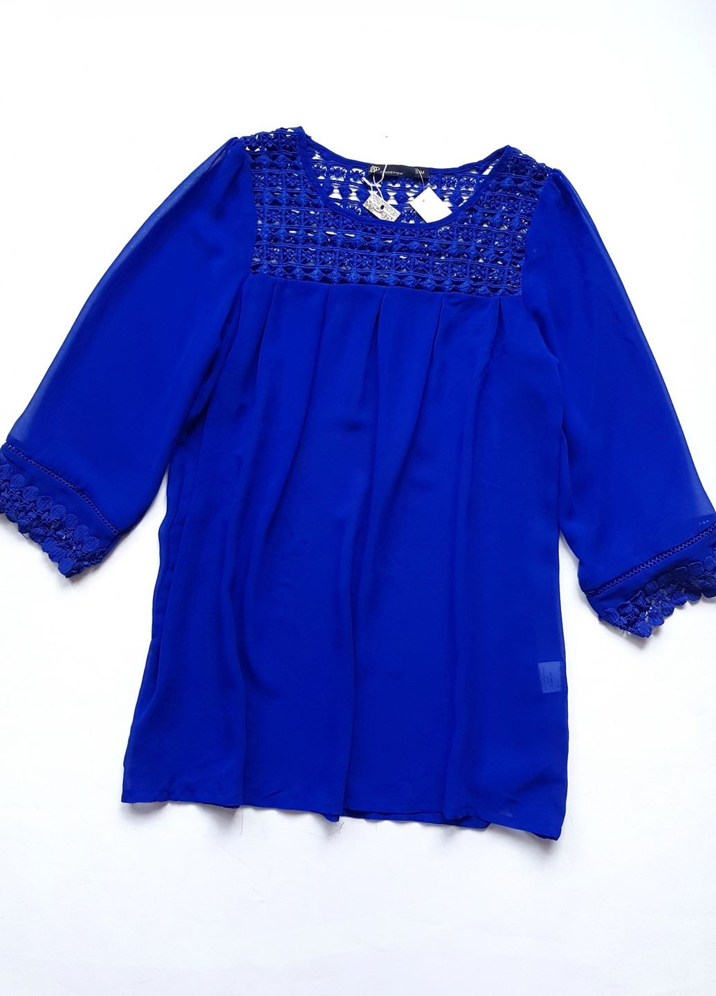 Синя блуза з мереживом jusdepom No Brand