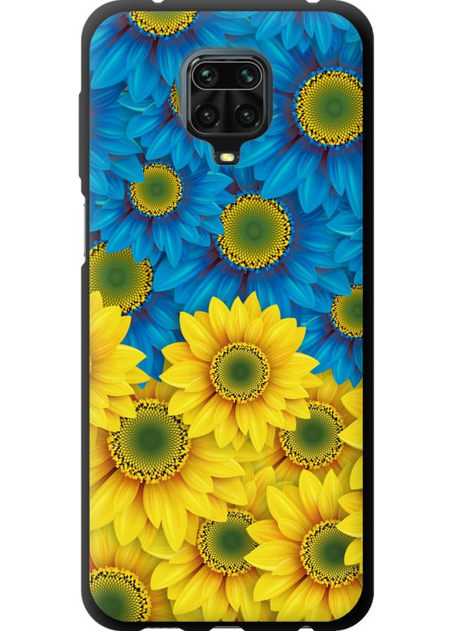 TPU черный чехол 'Жёлто-голубые цветы' для Endorphone xiaomi redmi note 9s (257827268)