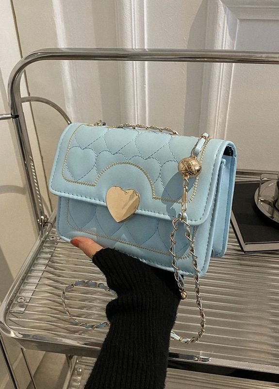 Женская классическая сумка кросс-боди на цепочке голубая No Brand (273232531)