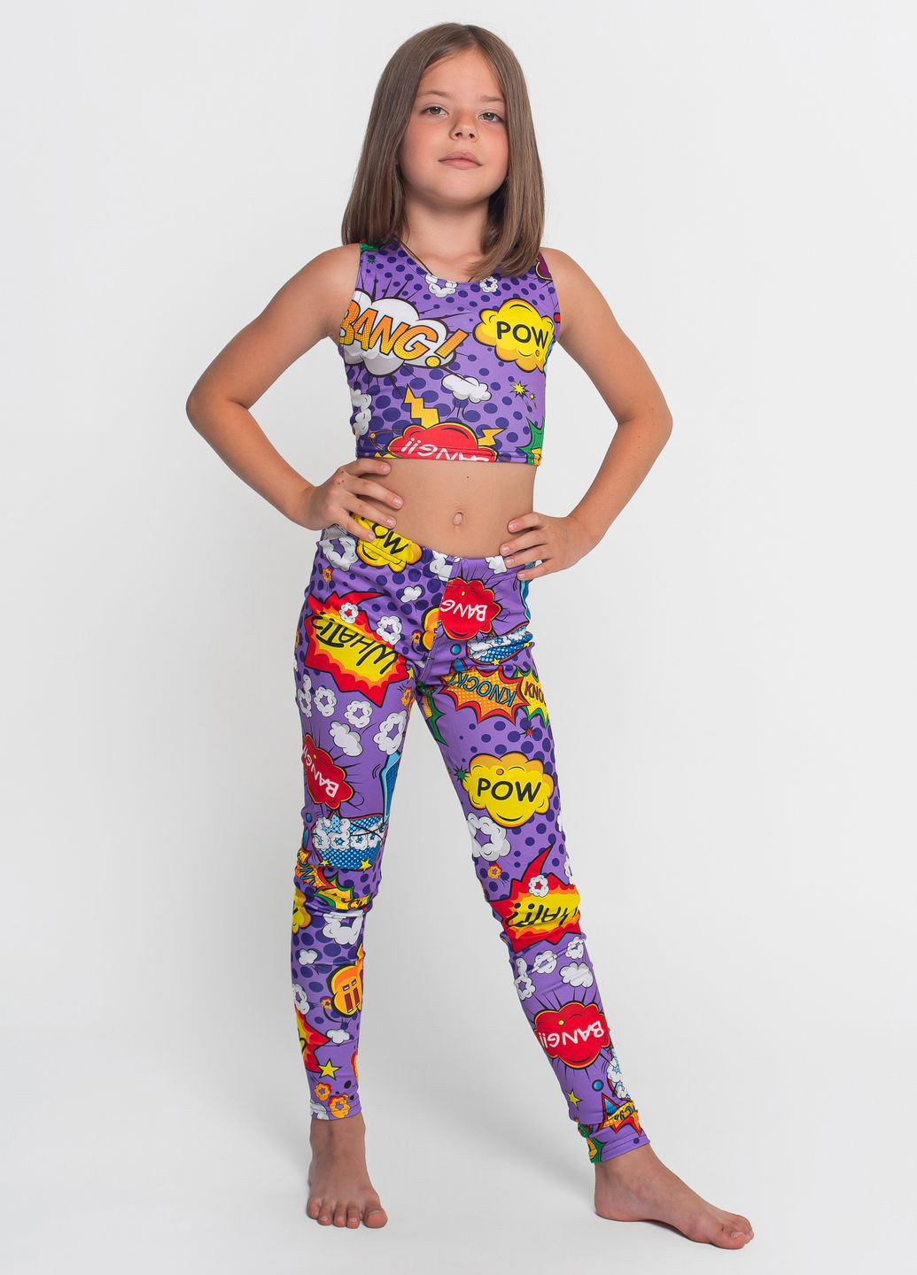 Спортивный комплект для гимнастики (топ+лосины) фиолетовый для девочки Total Pro fitness (276534303)